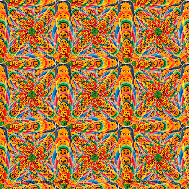 Snow white and seven dwarves nested dolls kaleidoscope Pattern Created by Jeffrey Sward